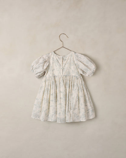 Noralee Luna Dress Mist with English Rose floral print in ivory, showcasing a flowing dress with delicate rose patterns.