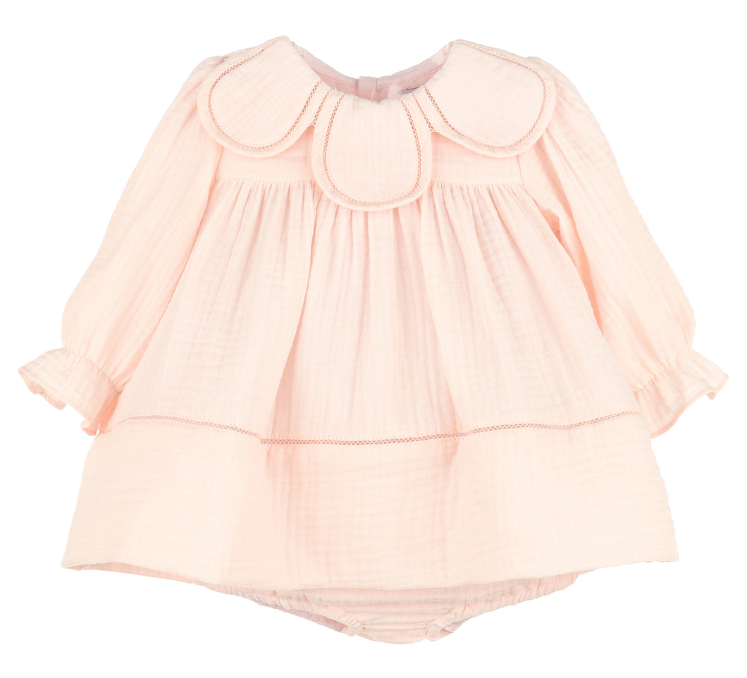 Baby Cuddle Cotton Petal Float Dress - Pale Pink