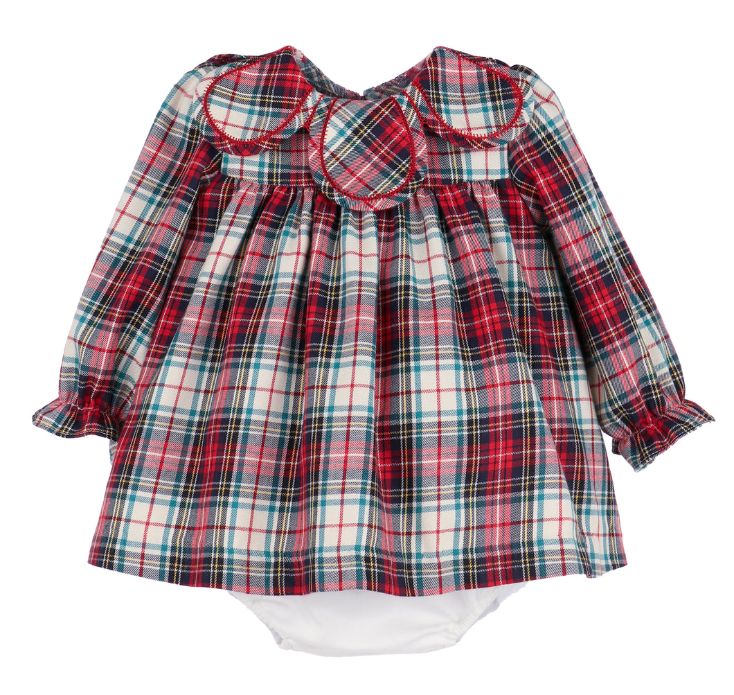 Girls Gingerbread Plaid Petal Float Dress **preorder**