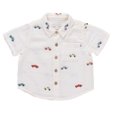 Load image into Gallery viewer, Boys Button Down Jack Shirt in Vintage Car Embroidery
