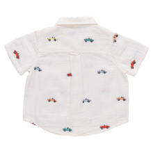 Load image into Gallery viewer, Boys Button Down Jack Shirt in Vintage Car Embroidery
