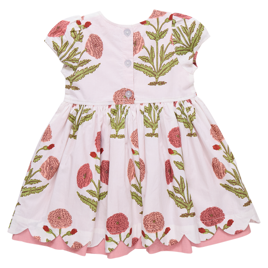 Girls Marisol Dress by Pink Chicken featuring a rose dandelion print, soft fabric, and stylish sleeveless design.