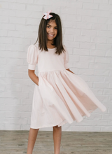 Load image into Gallery viewer, Puff Dress in Candy Stripe Pink and White
