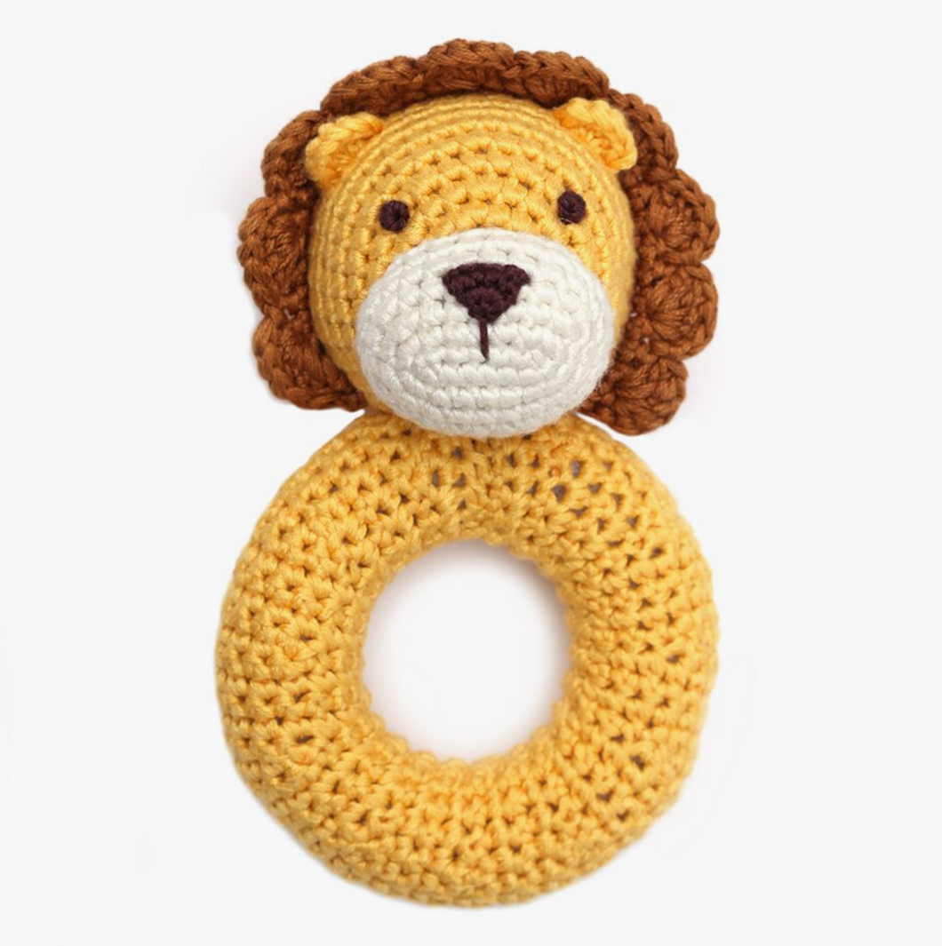 Lion Ring Hand Crocheted Rattle