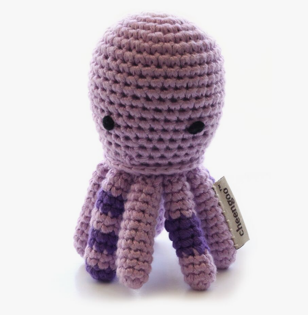 Hand Crocheted Purple Octopus Rattle
