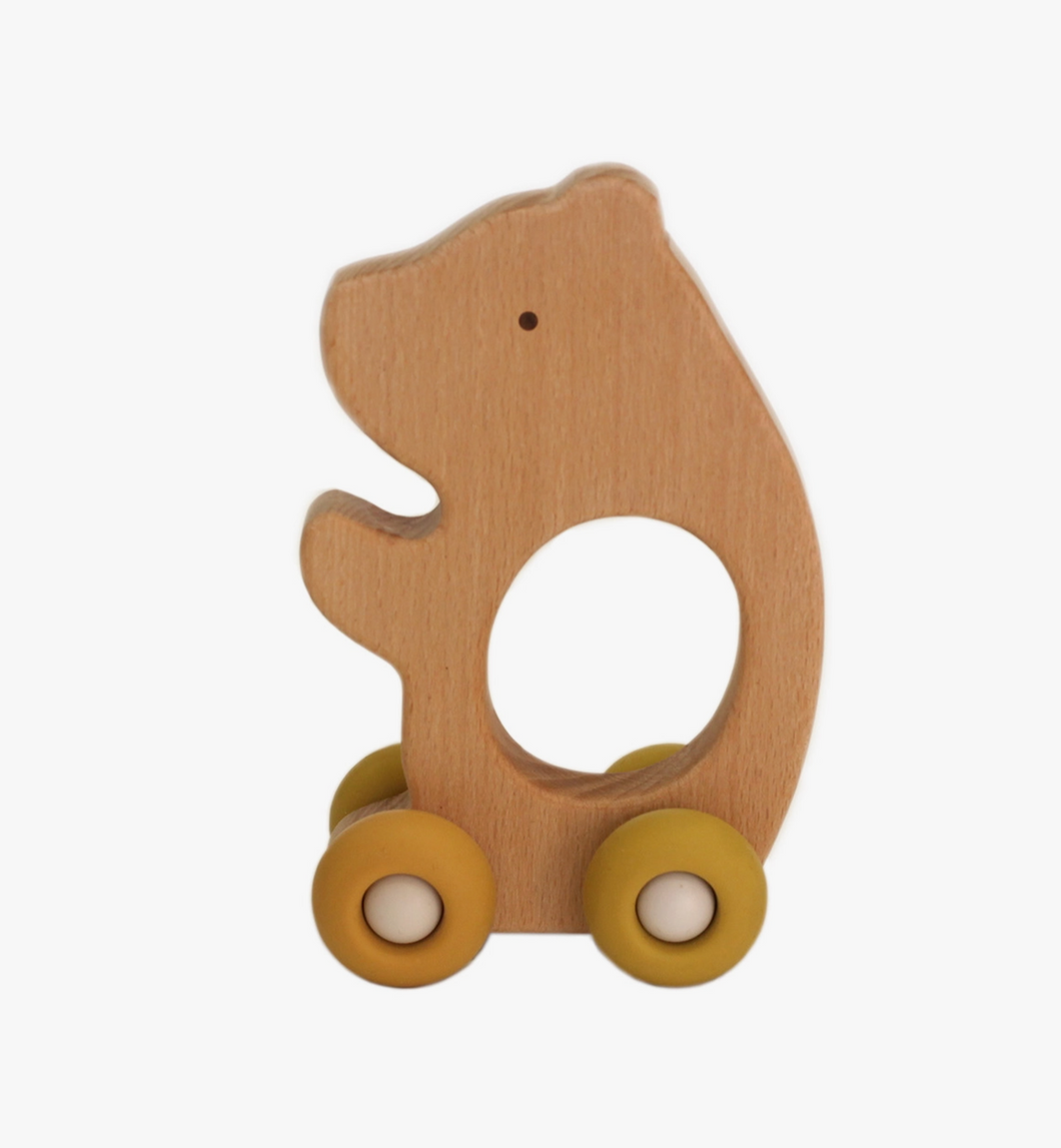 Wooden Teether Push Toy - Bear