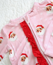 Load image into Gallery viewer, Merry and Pink Bamboo Ruffle Zip Romper
