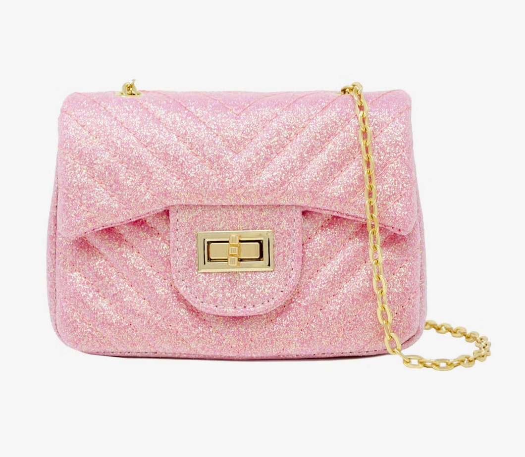 Classic Glitter Wave Handbag - Pink