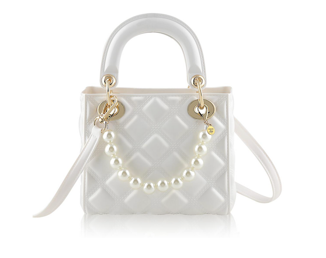 White Jelly Bag with Pearls