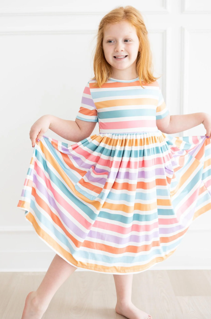 Spring Stripe Pocket Twirl Dress