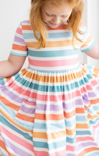 Load image into Gallery viewer, Spring Stripe Pocket Twirl Dress
