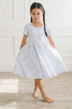 Load image into Gallery viewer, Classic Twirl in Blue Bunnies Easter Pocket Twirl Dress
