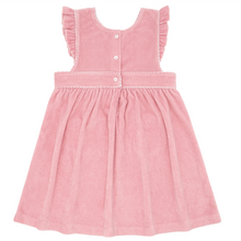 Load image into Gallery viewer, Girls Pink Guava Gingham Terry Cloth Pinafore Dress
