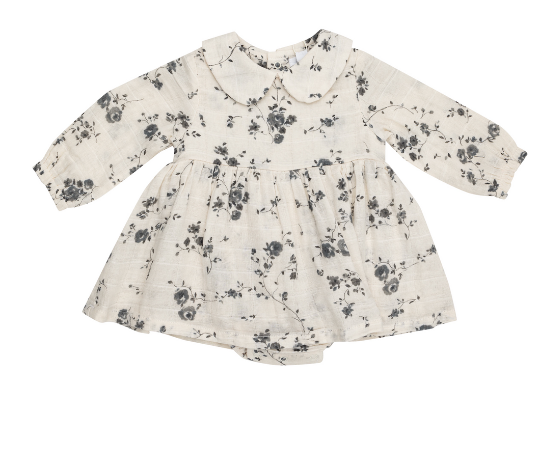 Baby Bubble Long Sleeve with Peter Pan Collar - Climbing Roses