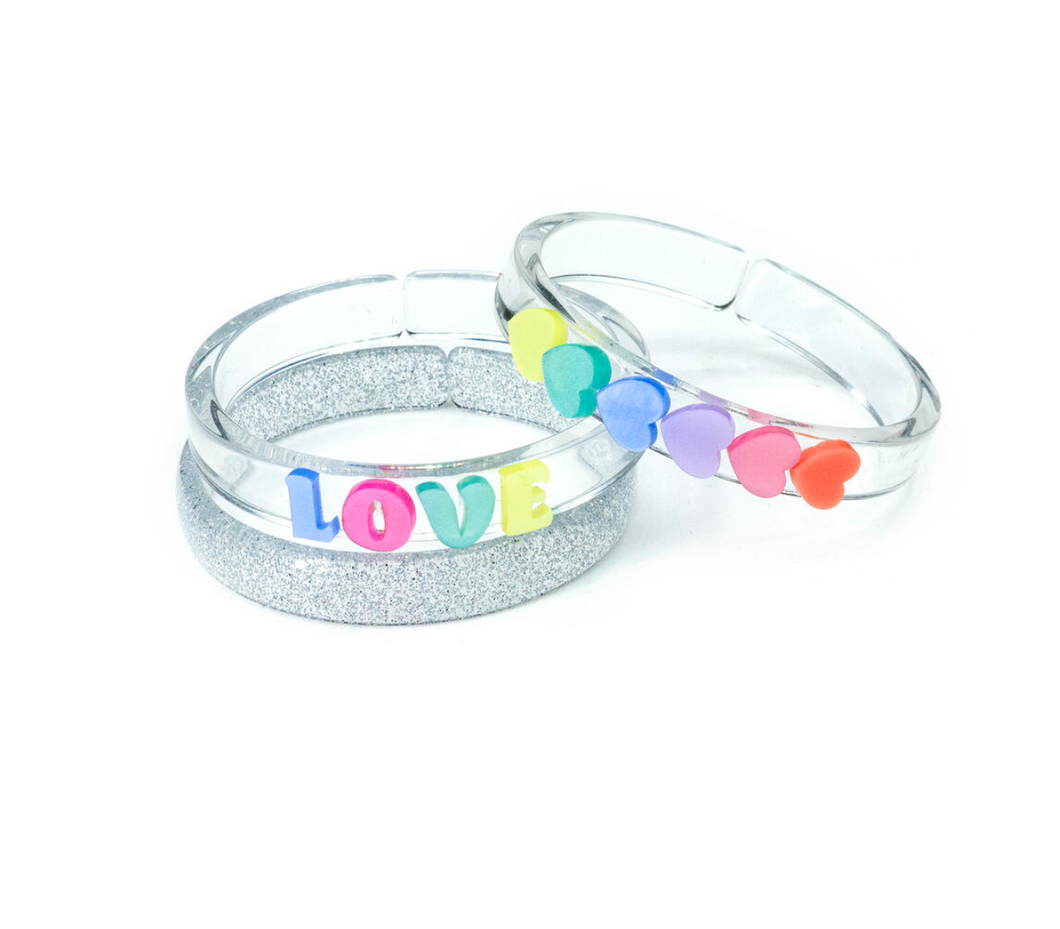 Candy Color Love Hearts Bangle - Set of 3