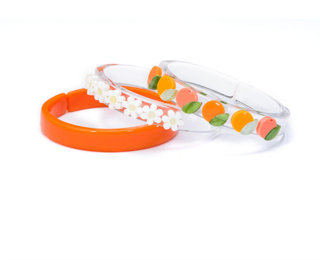 Oranges and Daisy Bangle Set of 3