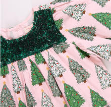 Load image into Gallery viewer, Girls Fiona Dress - Pink Trees by Pink Chicken
