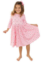 Load image into Gallery viewer, Daisy Delight Girls Pocket Twirl Dress - Valentine
