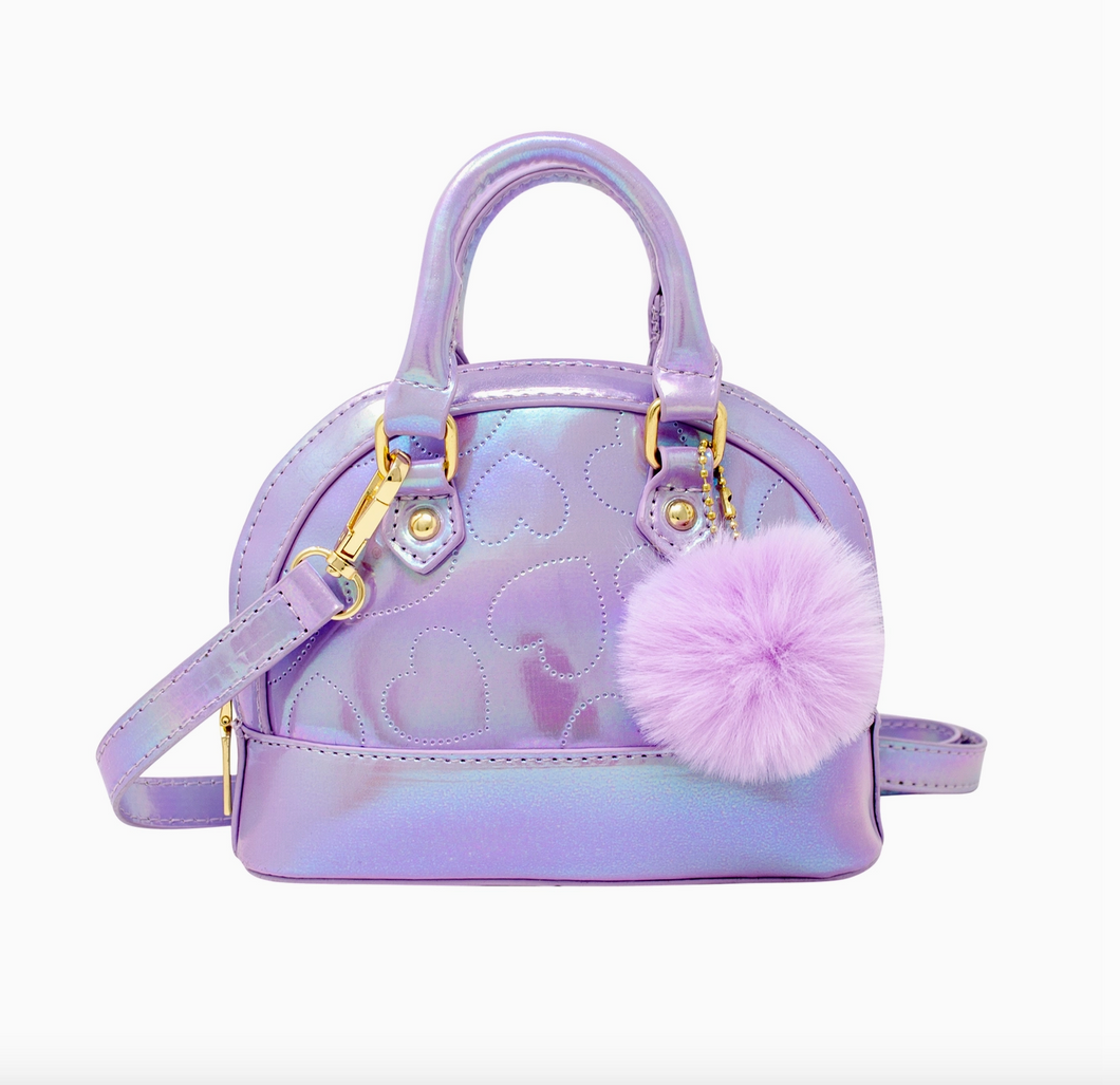 Shiny Dotted Heart Moon Handbag - Purple