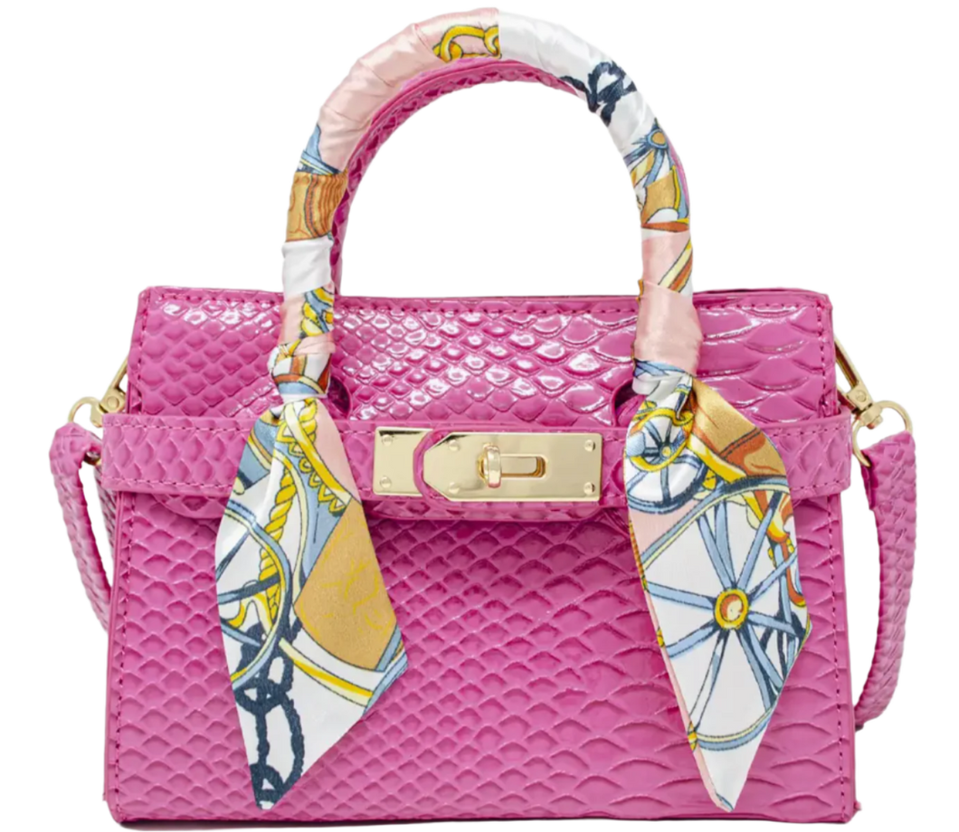 Crocodile Scarf Handbag - Hot Pink