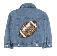 Load image into Gallery viewer, Girls Game Day Football Sequin Patch Denim Jacket
