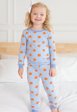 Load image into Gallery viewer, Kids Pumpkin Patch Gingham Long Sleeve Bamboo Pajama Set
