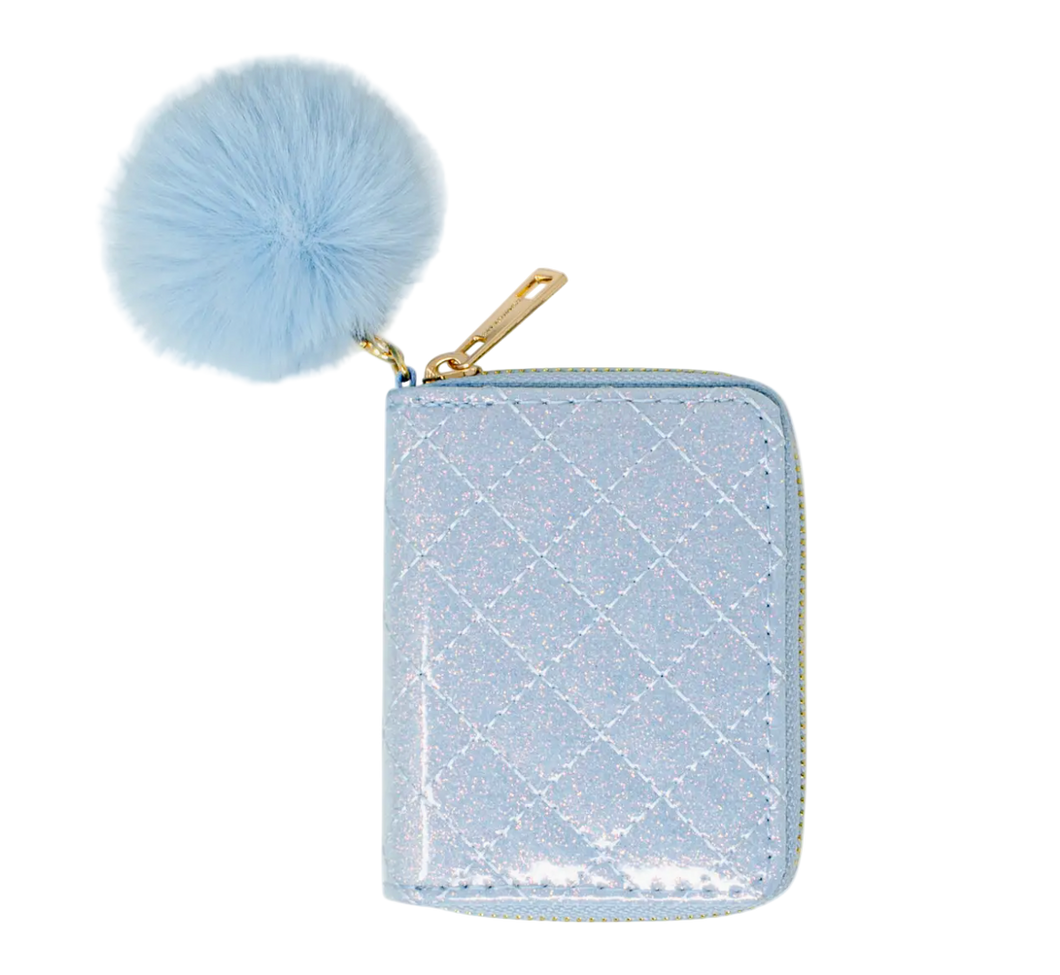 Girls Sparkle Quilted Wallet - Baby Blue Sparkle