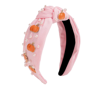 Load image into Gallery viewer, Coquette Pumpkin Gemstone Headband

