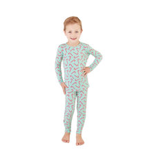 Load image into Gallery viewer, Candy Cane Lane Holiday Pajama Set - Mint
