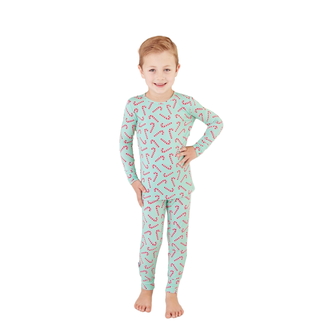 Candy Cane Lane Holiday Pajama Set - Mint