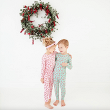 Load image into Gallery viewer, Candy Cane Lane Holiday Pajama Set - Mint
