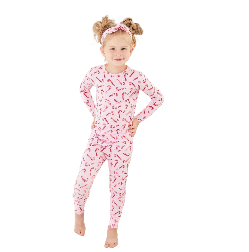 Candy Cane Lane Holiday Pajama Set - Pink