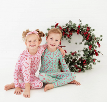 Load image into Gallery viewer, Candy Cane Lane Holiday Pajama Set - Pink
