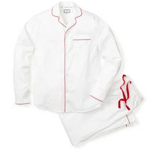 Load image into Gallery viewer, Men&#39;s White Twill Pajama Set With Red Piping **preorder**
