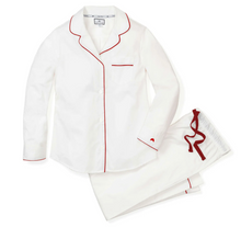 Load image into Gallery viewer, Women&#39;s White Twill Pajama Set With Red Piping **preorder**
