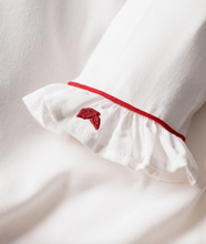 Load image into Gallery viewer, Girl&#39;s Twill Sophia Nightgown in White with Red Piping **preorder**

