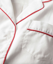 Load image into Gallery viewer, Kids White with Red Piping Twill Pajama Set **preorder**
