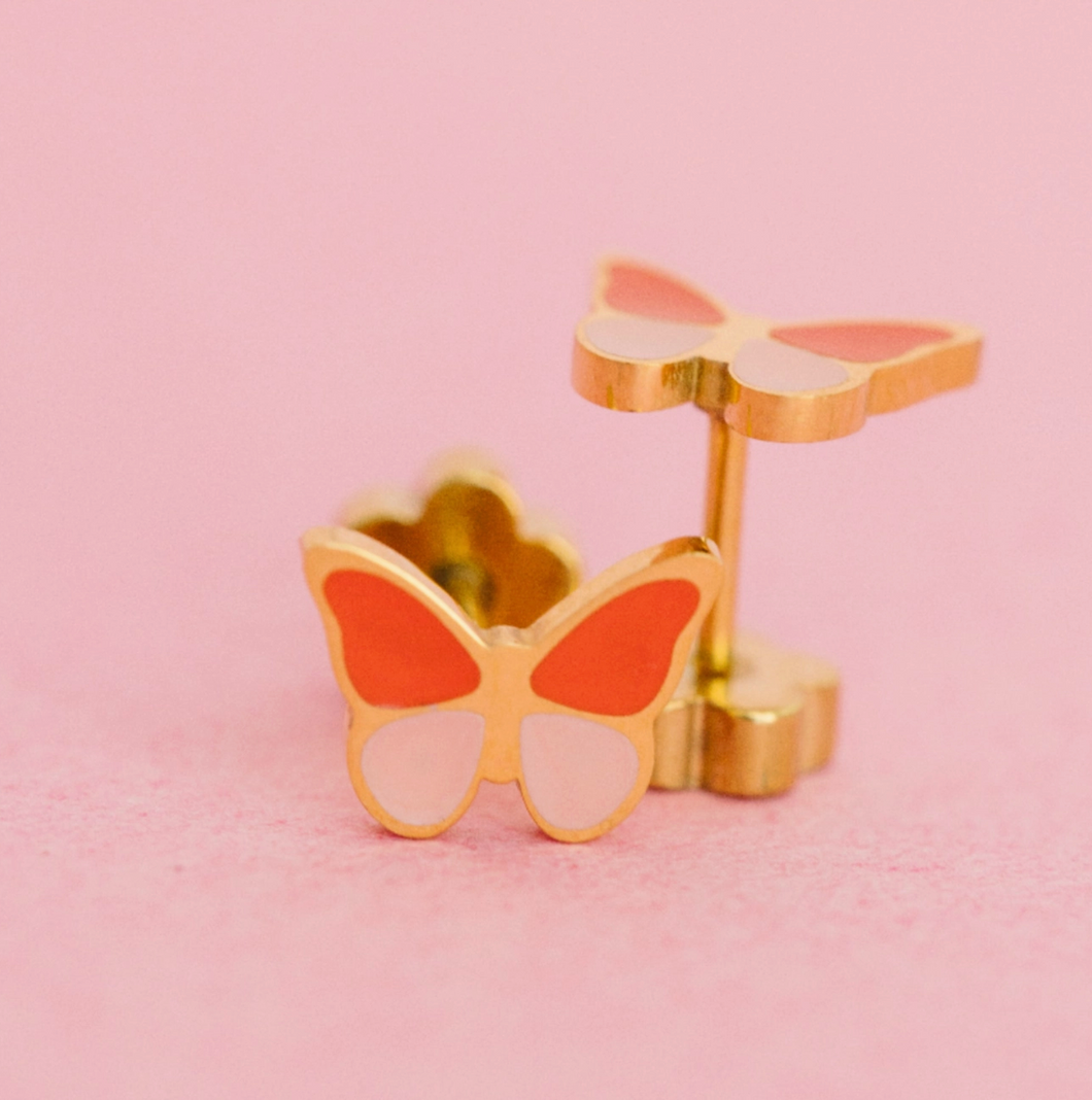 Kids Butterfly Screw Back Earrings
