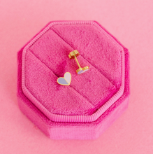 Load image into Gallery viewer, Purple and Pink Heart Duo Screw Back Earring
