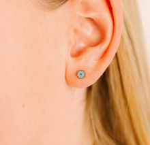 Load image into Gallery viewer, Tiny Blue Flower Screw Back Earring
