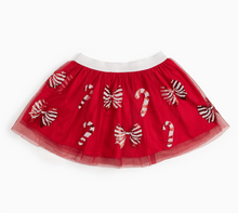 Load image into Gallery viewer, Candy Cane Sequin Bow Tutu Skirt

