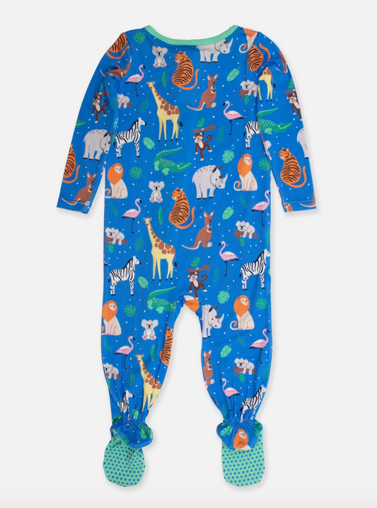 Baby Bamboo Viscose Zoo Crew Footed One Piece Pajama