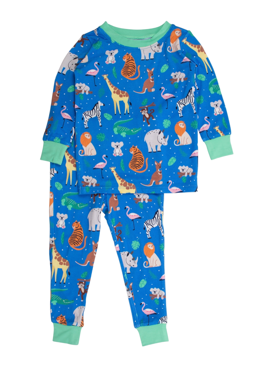 Kids Bamboo Viscose Zoo Crew Long Sleeve Pajama Set