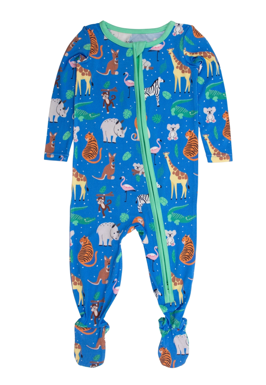 Baby Bamboo Viscose Zoo Crew Footed One Piece Pajama
