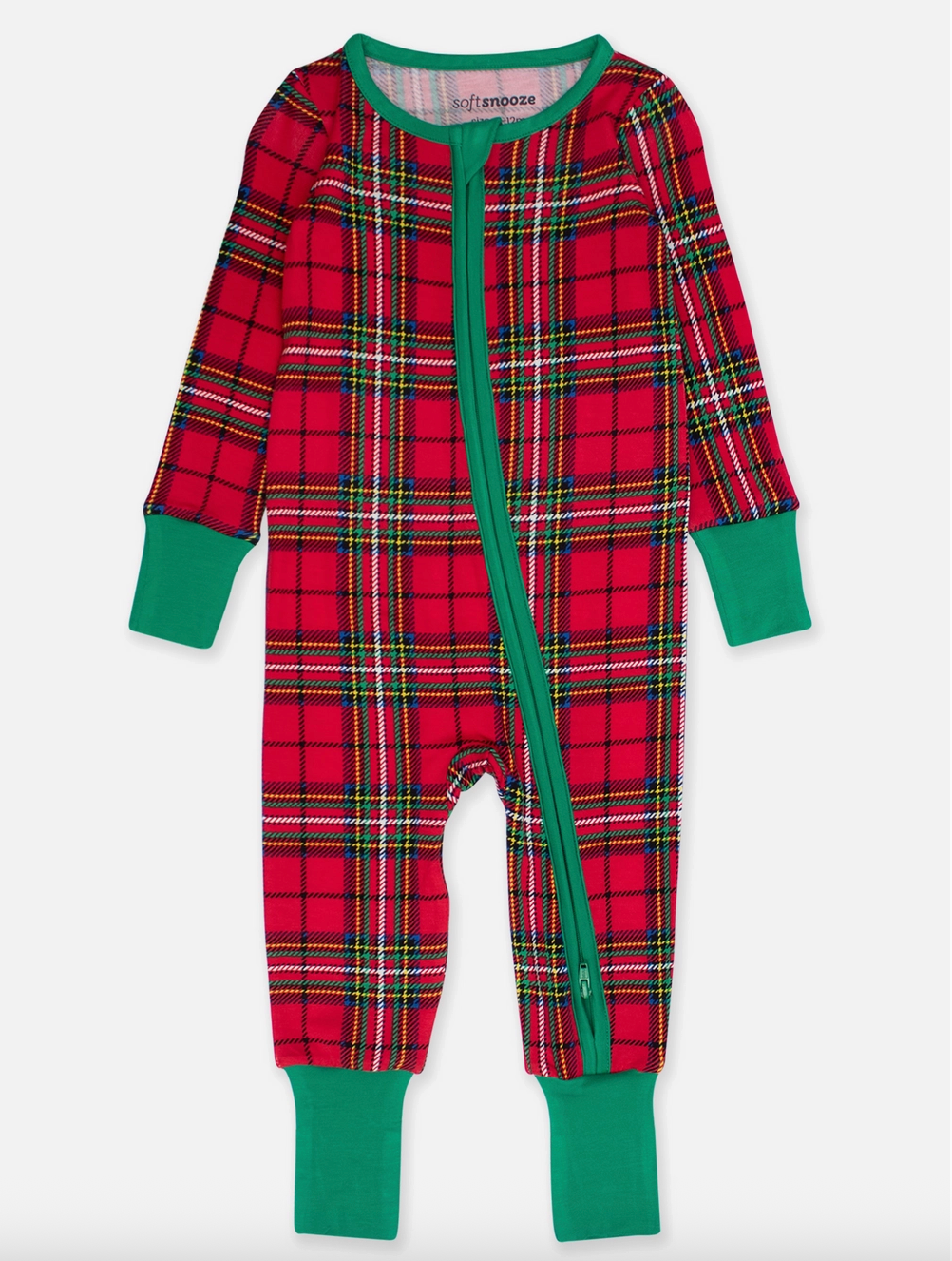 Baby Bamboo Viscose Red Nicholas Plaid Convertible One Piece Footie Pajama