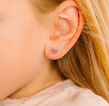 Load image into Gallery viewer, Girls Tiny Purple Butterfly Flat Screw Back Earrings
