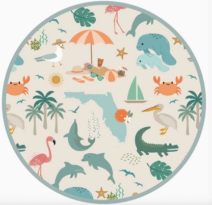 Soft Florida-themed bamboo swaddle blanket by Emerson and Friends, featuring a luxurious feel and vibrant tropical print.