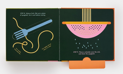 Screenshot of "Spaghetti!: An Interactive Recipe Book" by Ingram, showing colorful pages and interactive cooking instructions.