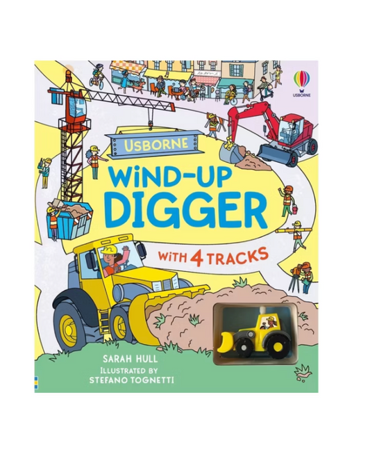 Screenshot of the Wind Up Digger Interactive Book by Ingram, showing colorful pages and a fun digger illustration for children.
