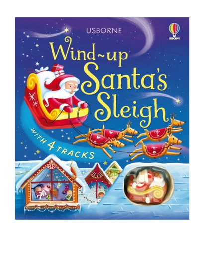 Ingram Wind Up Santa's Sleigh interactive book and toy with colorful illustrations and a wind-up mechanism for children.